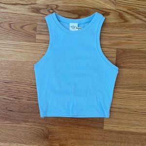 Light blue mock neck top